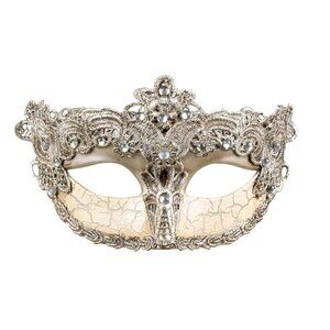 Venice Baroque Venetian Masquerade Mask, Silver with Edges